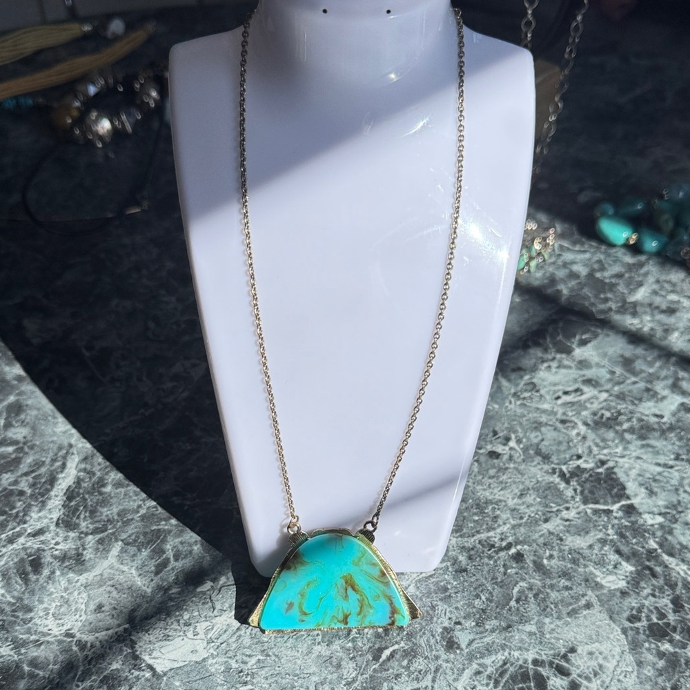 Turquoise Half-Moon Pendant Necklace - Women Jewelry